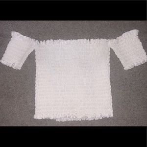 WHITE TUBE TOP OFF SHOULDER